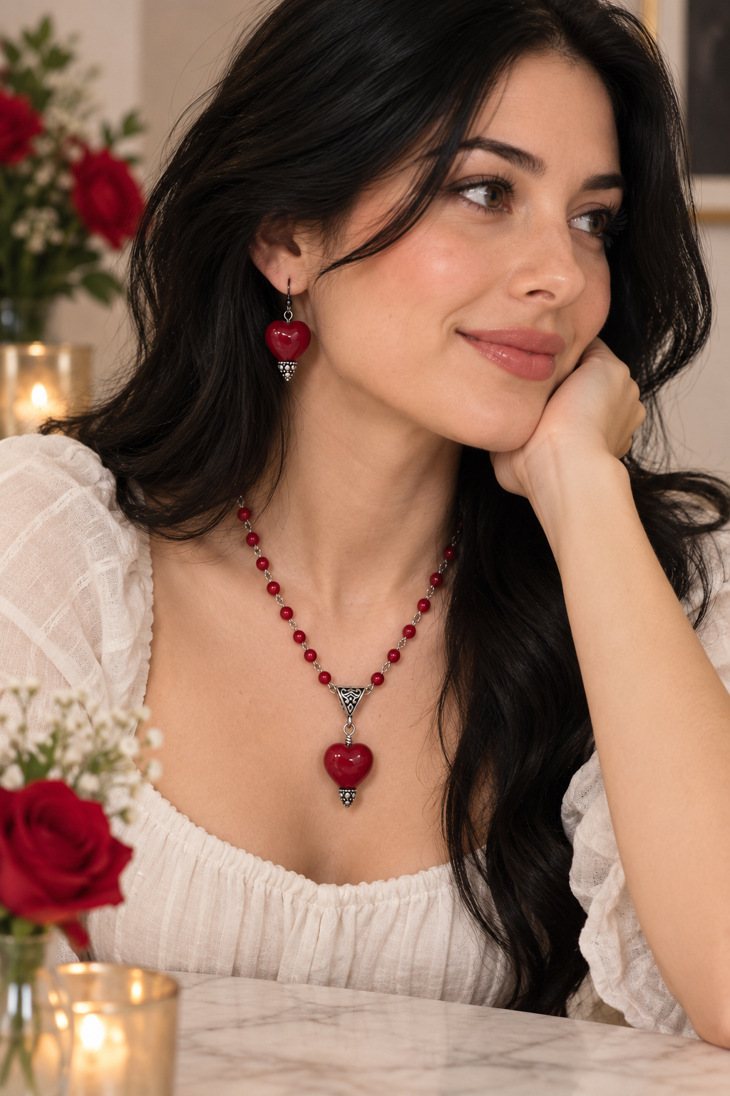 Crimson Devotion Necklace & Earring Set