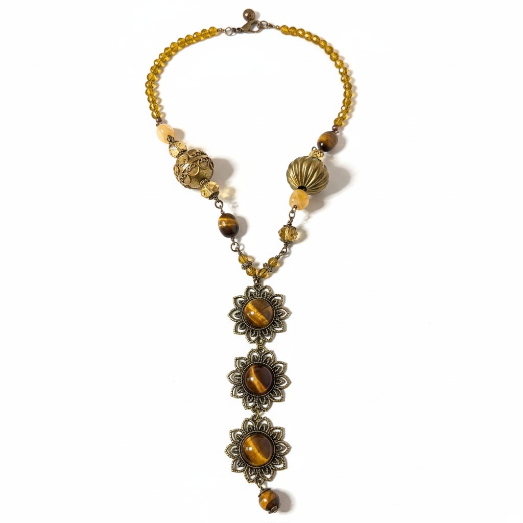 Wild Honey and Fire necklace on white background